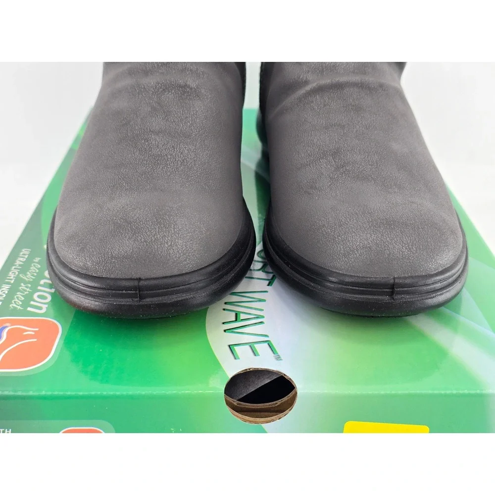 Easy Street Lyra Ankle Boots Women 5.5 Grey Matte Ruched Side Zip - New